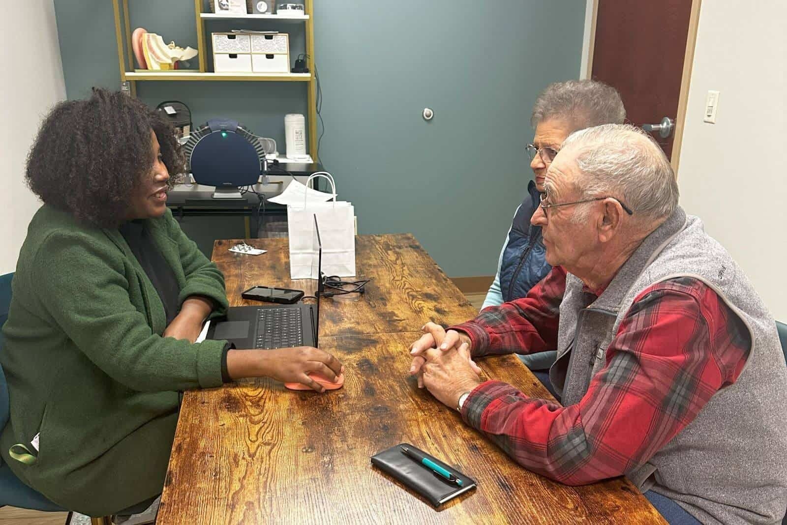 A hearing aid fitting with Dr. Cann