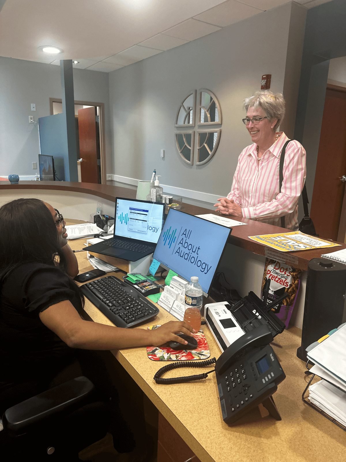 The front desk at All About Audiology
