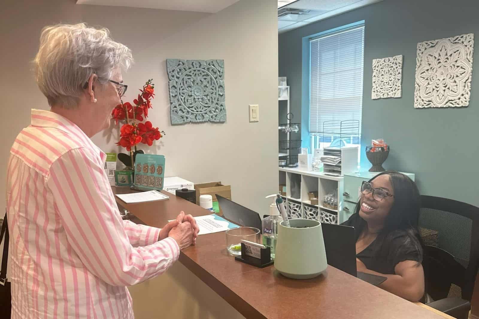 Checking in at the front desk